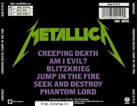 colectie de albume METALICA - Ganre: Heavy Metal, Speed/Thrash Metal, Rock - ...:::Albume:::...